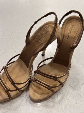 Donna Karan Tan Strappy Slingback Heels